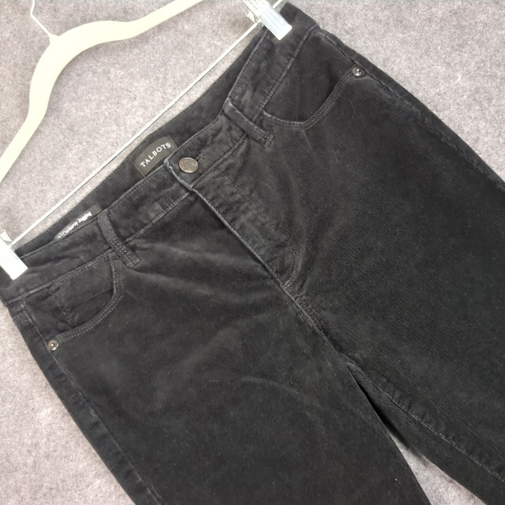 Talbots Black Corduroy Jegging Womens 4P Petite Slim Skinny Stretch Mid Rise